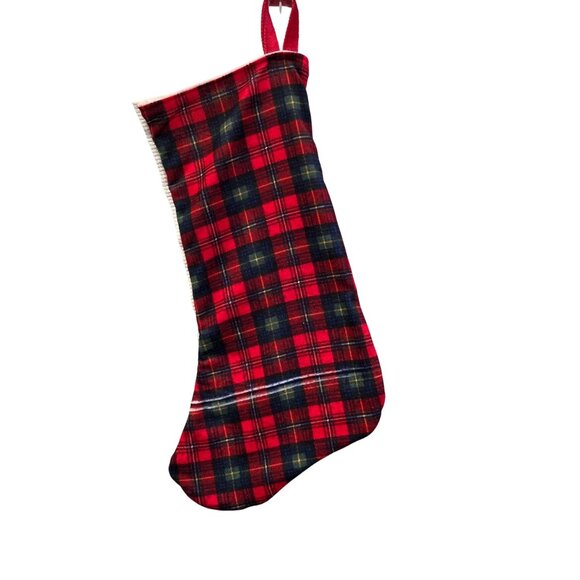 Merry Christmas Cross Stiched Santa Hanging Holiday Stocking - Picture 3 of 5